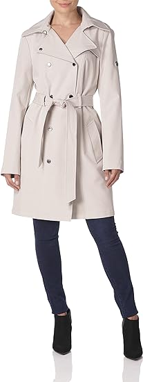 Photo 1 of Calvin Klein Women's Double Breasted Belted Rain Jacket with Removable Hood