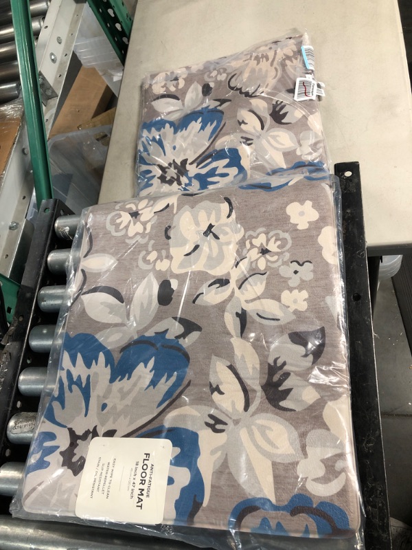 Photo 3 of **LOOKS NEW** Rugshop Modern Floral Anti Fatigue Standing Mat 18" x 47" Blue 18 in x 47 in Blue