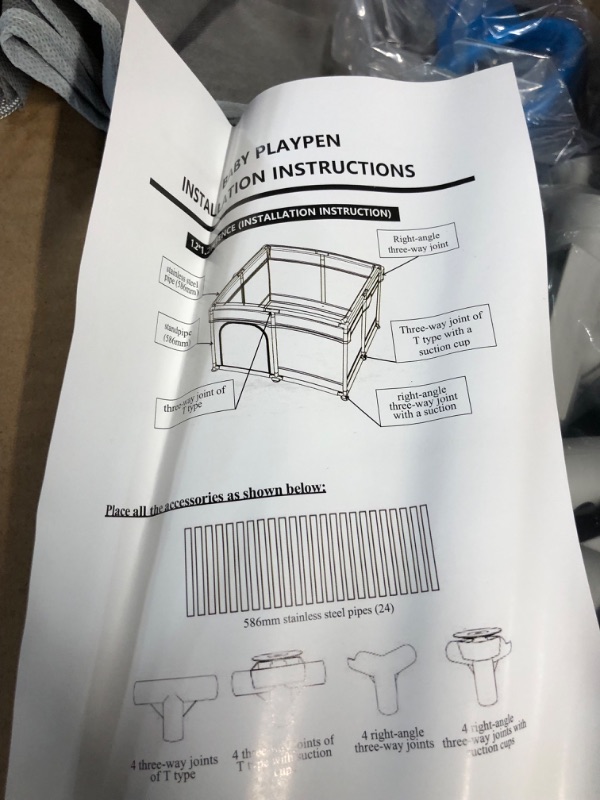 Photo 2 of ***DAMAGED - SEE NOTES***
Baby Playpen for Toddler, Large Baby Playard, (Gray,50”×50”)