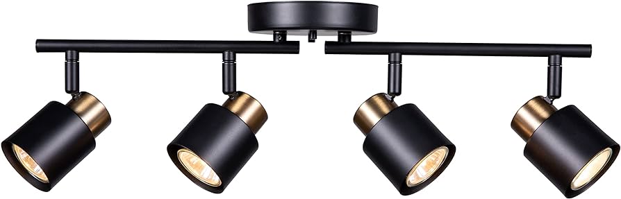 Photo 1 of  4 Light Track Lighting Kit, Matt Black Brass Finish Adjustable 