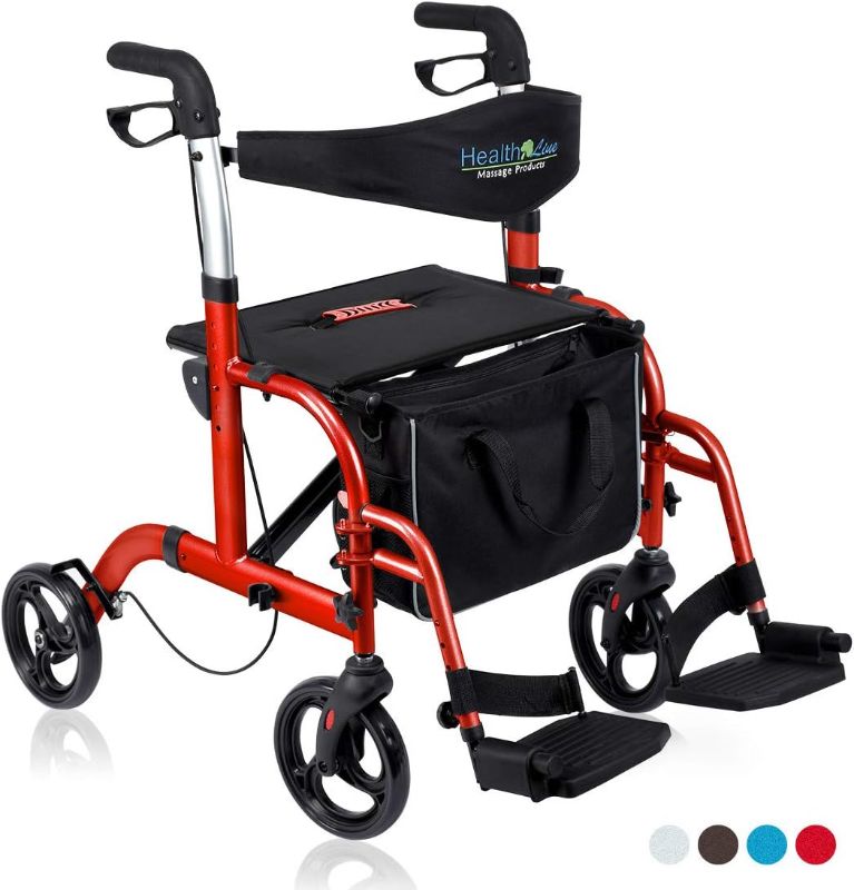 Photo 1 of 2 in 1 Walkers for Seniors with Seat, RED