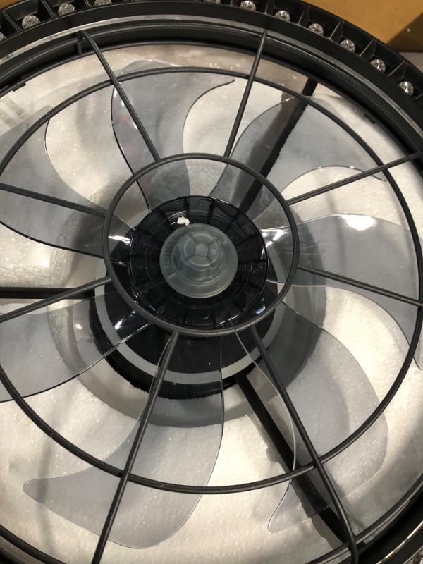 Photo 1 of 7PM Ceiling Fans with Lights, Modern Dimmable Enclosed Ceiling Fan with Light, Low Profile Caged Ceiling Fan with Remote Control, LED Ceiling Fan Light Fixture for Bedroom and Living Room 19" (Black)