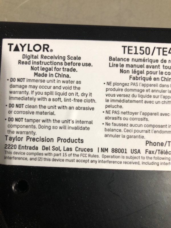 Photo 4 of * sold for parts/repair *
Taylor General Purpose Utility Bench Scale,LCD