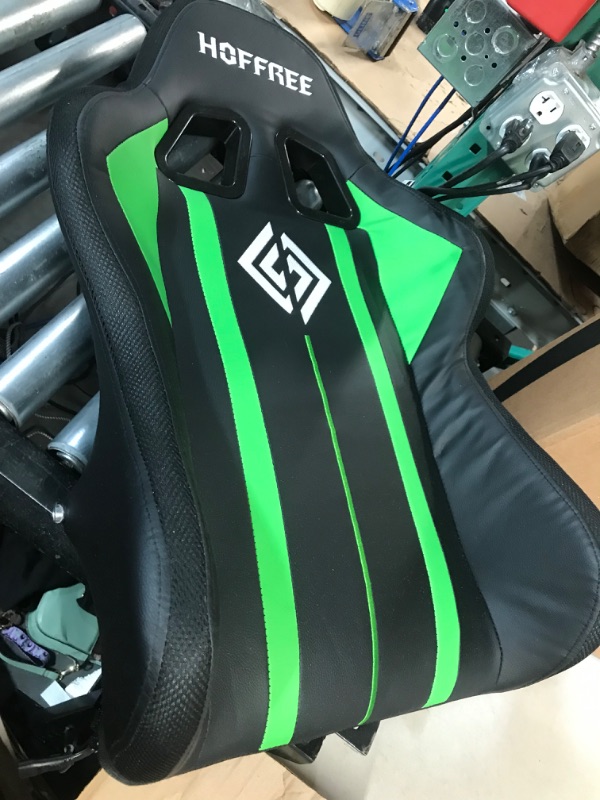 Photo 1 of Gaming Chair with LED Lights and Massage Ergonomic Computer Chair with Footrest Green+black