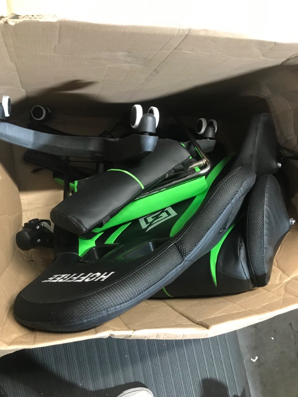 Photo 1 of Gaming Chair with LED Lights and Massage Ergonomic Computer Chair with Footrest Green+black