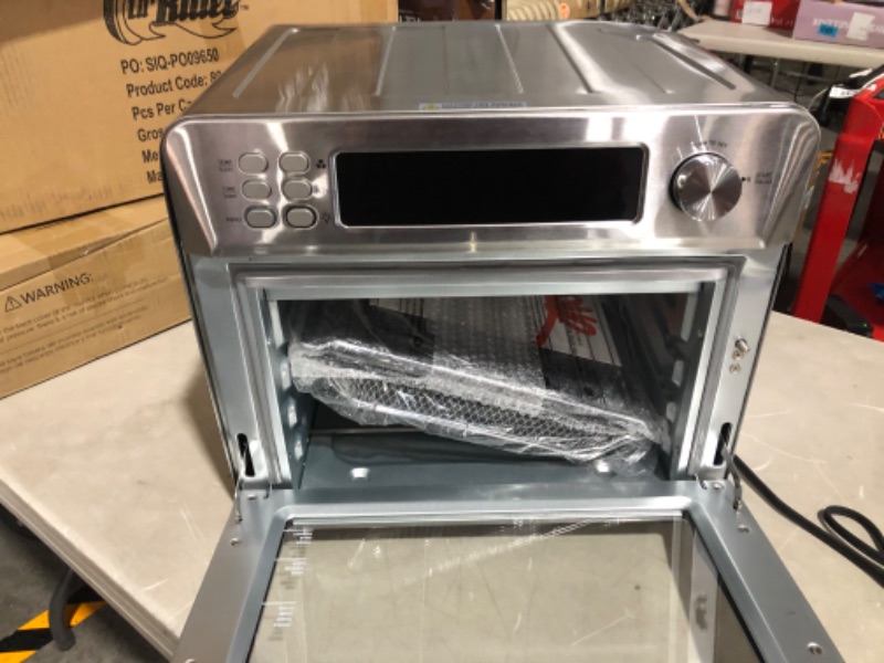 Photo 2 of ***MAJOR DAMAGE - DENTED - POWERS ON - UNABLE TO TEST FURTHER***
COSORI Air Fryer Toaster Oven, 12-in-1, 26QT Convection Oven Countertop,SILVER