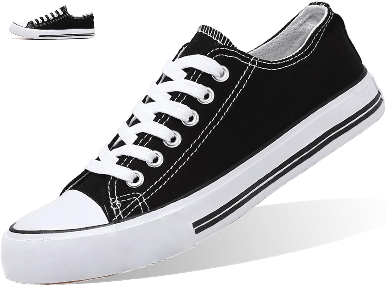 Photo 1 of Canvas Sneakers Comfortable Low Top Lace Up Canvas 