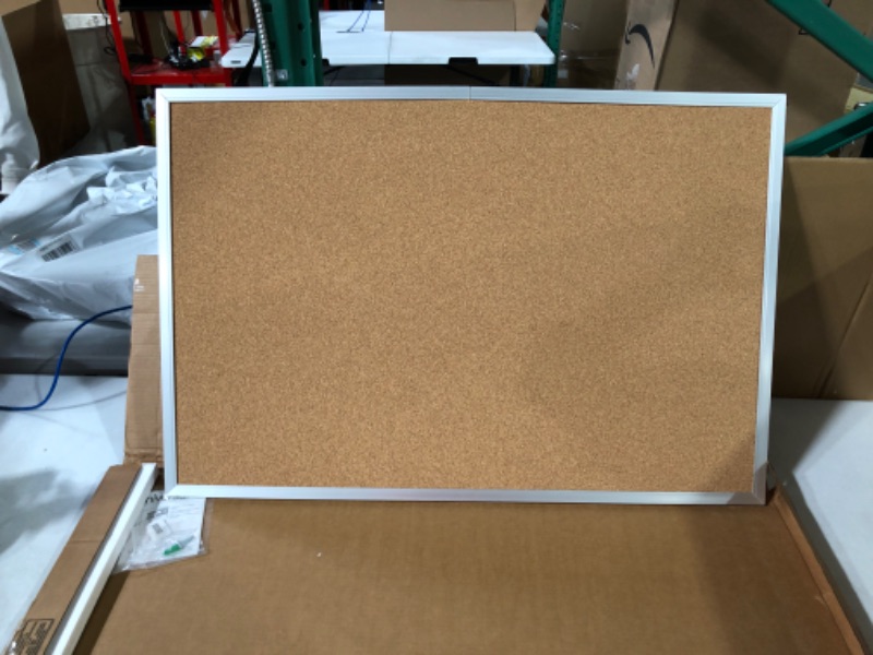 Photo 2 of Universal 43613 Bulletin Board, Natural Cork, 36 x 24, Satin-Finished Aluminum Frame