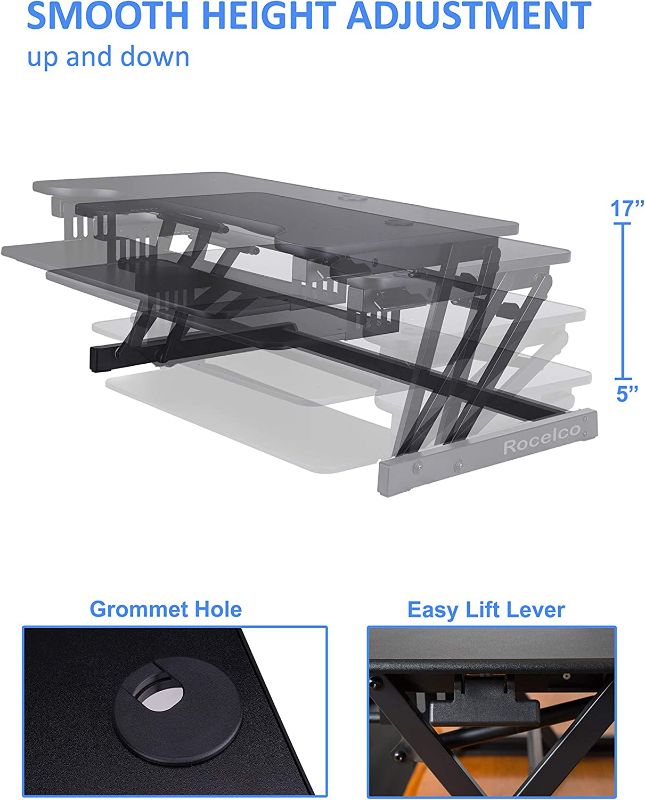 Photo 1 of Rocelco 37.5" Deluxe Height Adjustable Standing Desk Converter