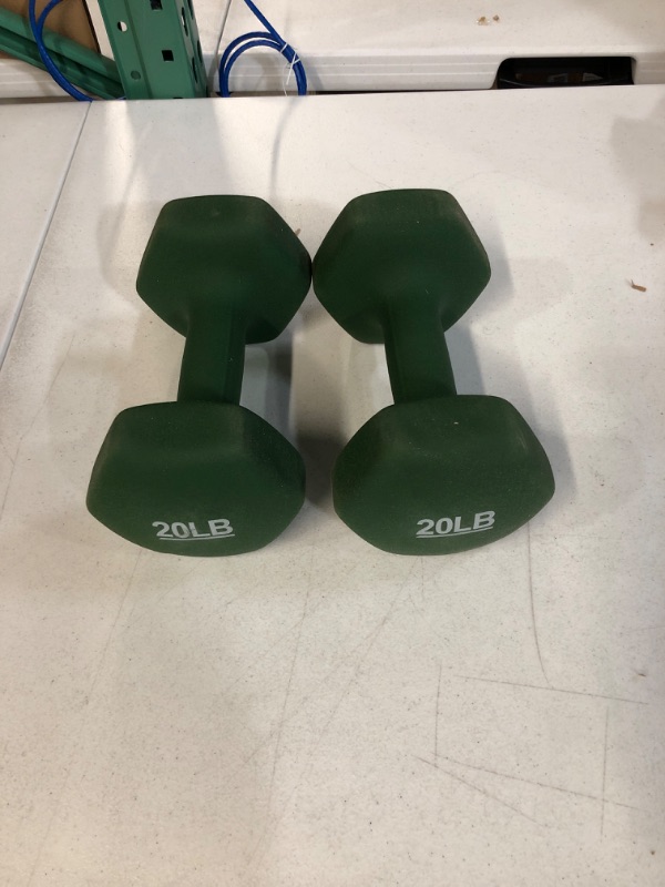 Photo 2 of Amazon Basics Neoprene Workout Dumbbell Light Green 20-Pound, Set of 2 Weight