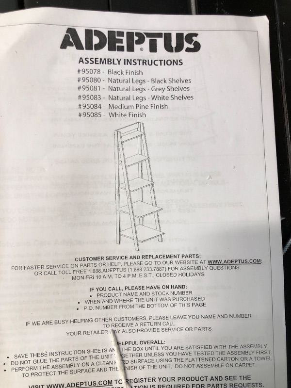 Photo 4 of ** USED** MISSING HARDWARE** SHEKVE IS DAMAGE**HEAVY**  ADEPTUS 5 Shelf Ladder - Made from Solid Wood (Black)