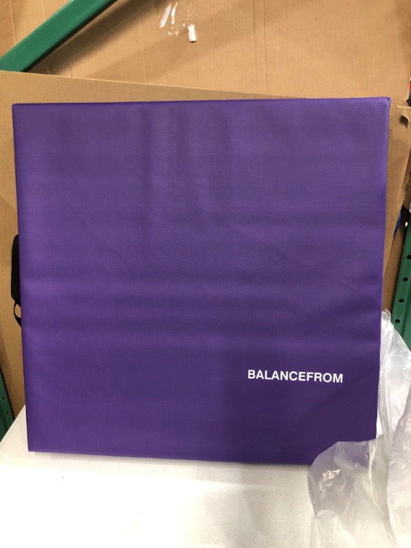 Photo 2 of BalanceFrom 1.5" Thick Three Fold Folding Exercise Mat with Carrying Handles, Purple Regular