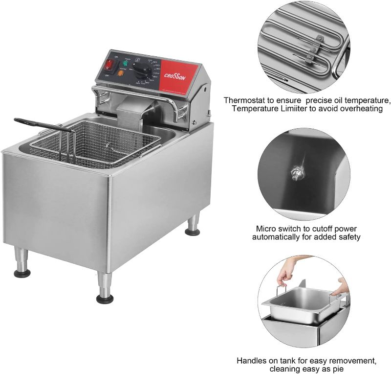 Photo 1 of CROSSON 240V Electric Deep Fryer ETL Listed with No-Assembling-Needed SUse,240V/3300W Commercial 15Lbs 