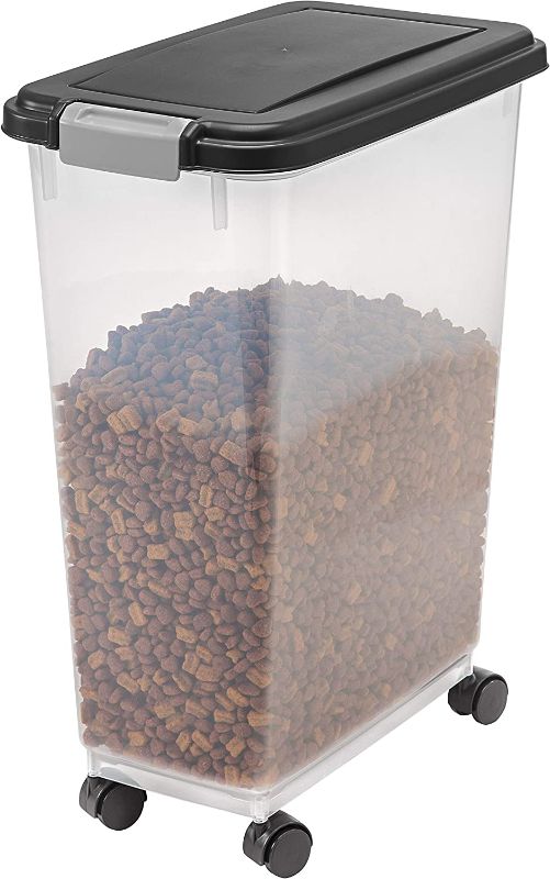 Photo 1 of 
IRIS USA 35Lbs./47Qt. WeatherPro Airtight Pet Food Storage Container with Attachable Casters,(2)