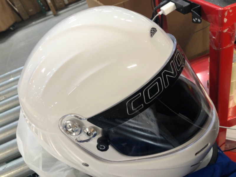 Photo 3 of Conquer Snell SA2020 Approved Open Face Auto Racing Helmet Large White