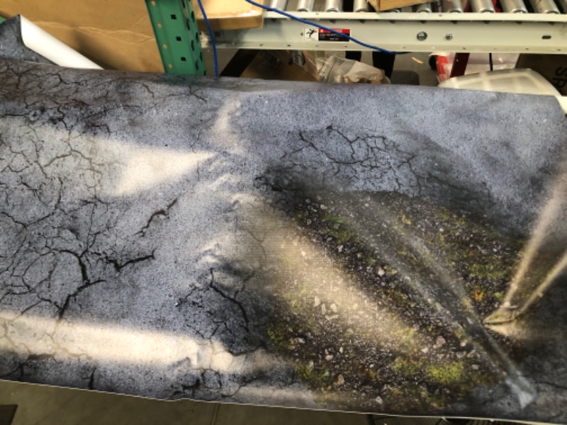 Photo 2 of Battle Game Mat - 48x72 - Dungeons Tabletop Dragons Dice Role Playing Map - Wargaming RPG Warfare 40k Flames War - Reusable Miniature Figure Board Games - Warhammer Gaming Vinyl Mat 48x72 Road Decay