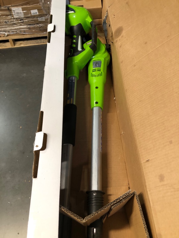 Photo 2 of **USED AND NO BATTERY**
Greenworks Pro 80V 10 inch Brushless Cordless Polesaw