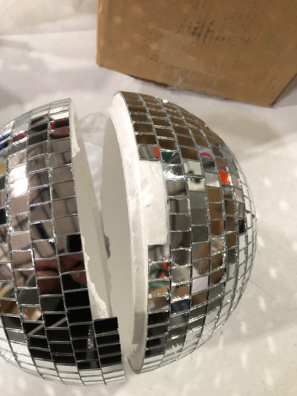 Photo 2 of **SEE NOTES**Kicko Mirror Disco Ball  - 1 Pack - Silver Mirror Ball with Real Glass Tiles - for Hanging Home Decorations