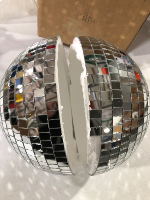 Photo 4 of **SEE NOTES**Kicko Mirror Disco Ball  - 1 Pack - Silver Mirror Ball with Real Glass Tiles - for Hanging Home Decorations