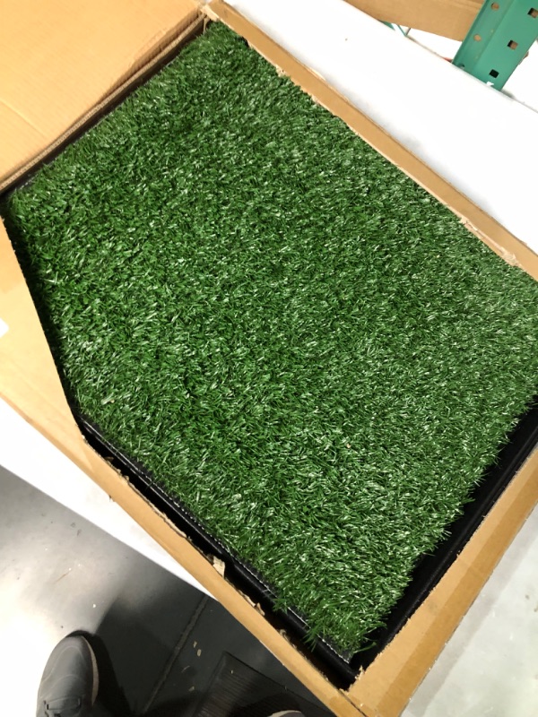 Photo 2 of Artificial Grass Puppy Pee Pad for Dogs and Small Pets - 20x25 Reusable 3-Layer Training Potty Pad with Tray - Dog Housebreaking Supplies by PETMAKER