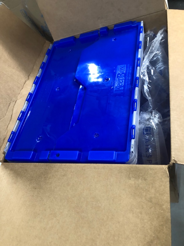 Photo 2 of  12-Gallon Plastic Stackable Storage Keep box Tote Container Clear/Blue Keep Box