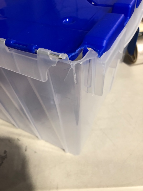 Photo 3 of  12-Gallon Plastic Stackable Storage Keep box Tote Container Clear/Blue Keep Box