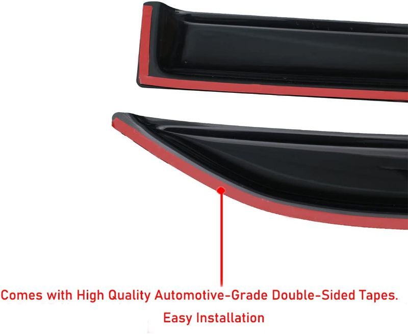 Photo 1 of Tape-on Side Window Visor Deflector Vent Rain Guard, Dark Smoke Shatterproof, 4 PCS Set