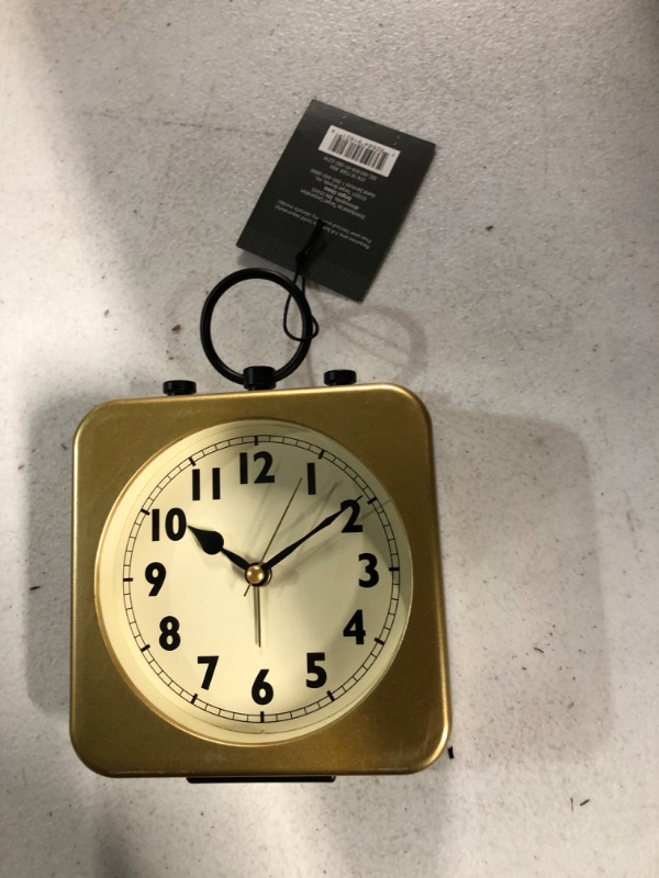 Photo 2 of 5 Square Tabletop Alarm Clock Brass - Threshold