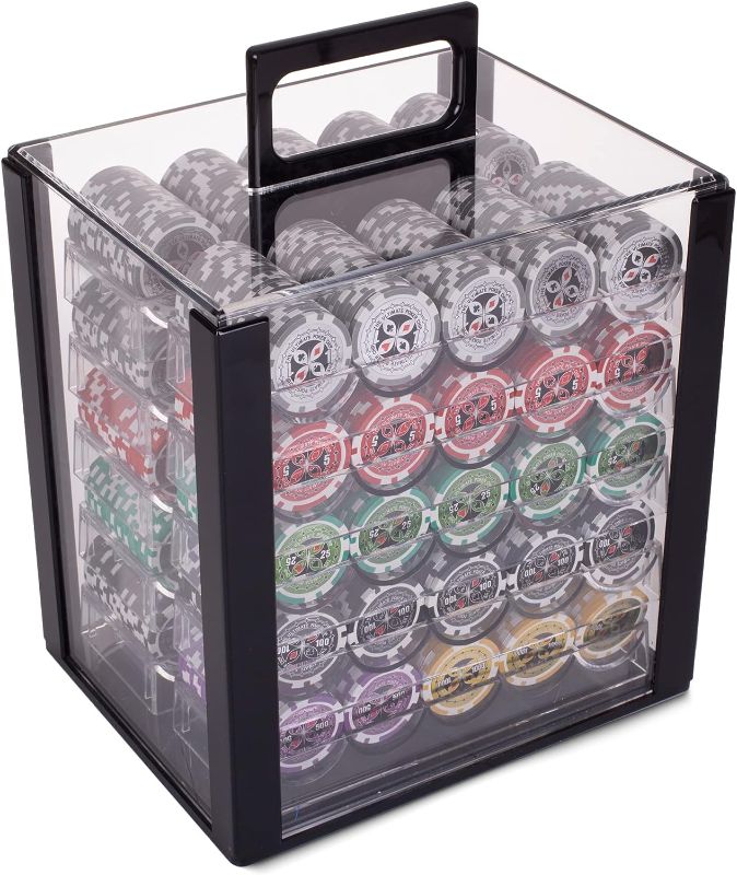 Photo 1 of [Minor Damage] Brybelly Ultimate 14-Gram Heavyweight Poker Chips - Set of 1000 in Acrylic Display Case
