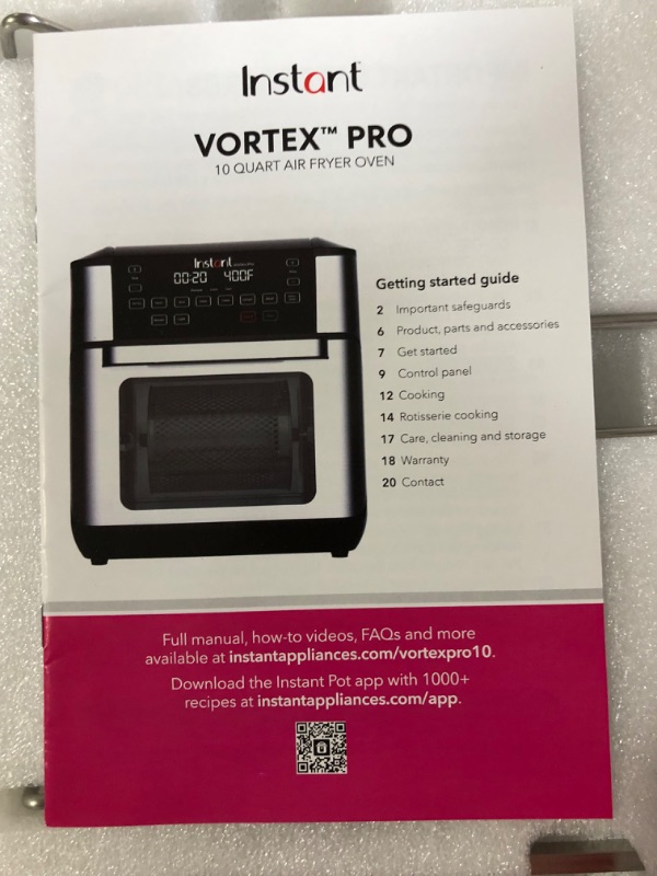 Photo 3 of Instant Vortex Pro Air Fryer, 10 Quart, 9-in-1 Rotisserie and Convection Oven