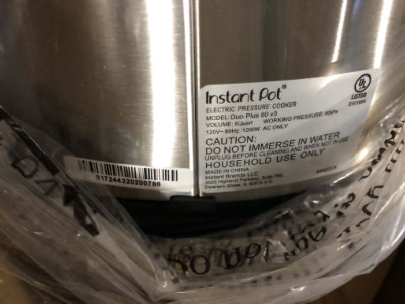 Photo 5 of **BRAND NEW** Instant Pot Duo Plus 9-in-1 Electric Pressure Cooker Stainless Steel, 8 Quart 8QT Duo Plus