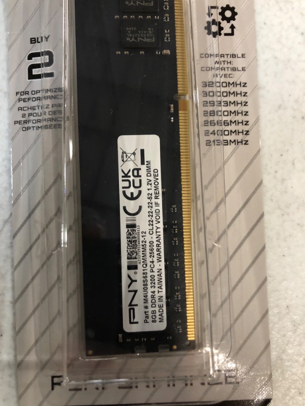 Photo 2 of PNY Performance 8GB DDR4 DRAM 3200MHz 