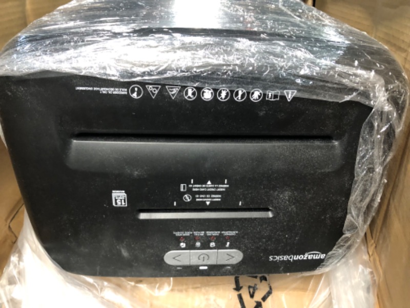 Photo 2 of (used) Amazon Basics 15-Sheet Cross Cut Paper Shredder and Credit Card CD Shredder 