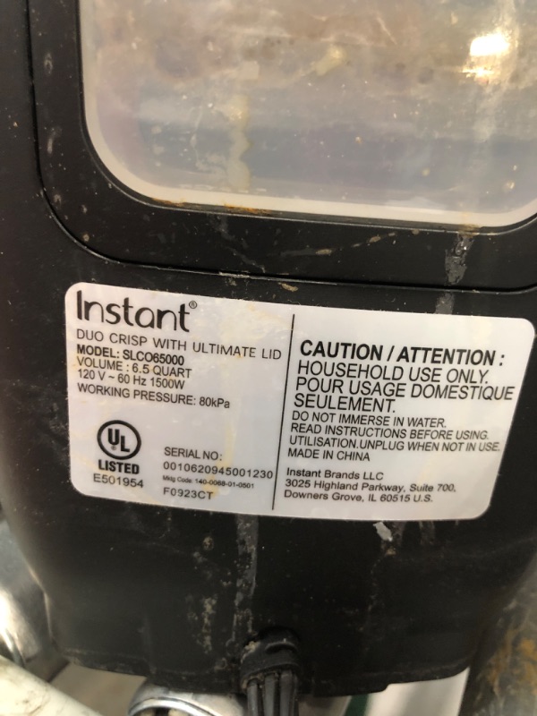 Photo 3 of * item used * dirty * damaged * see images *
Instant Pot Duo Crisp Ultimate Lid, 13-in-1 Air Fryer and Pressure Cooker 