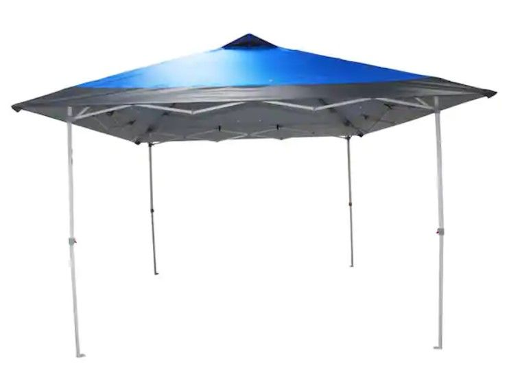 Photo 1 of 12 ft. x 12 ft. Blue Mega Shade Pop-Up Canopy with Grey Trim