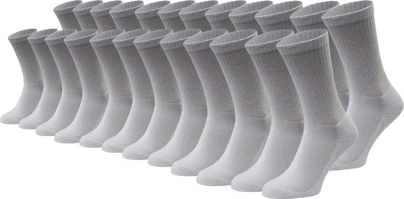 Photo 1 of 24 Pairs Cotton Crew Socks, Mens Womens Bulk Casual Sports Sock Medium - Gray size 9-11