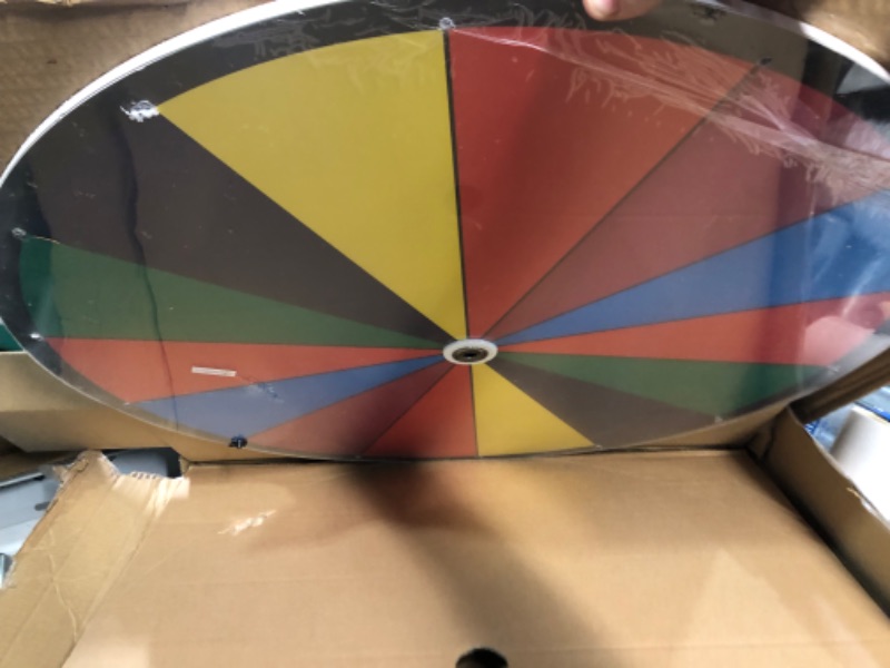 Photo 2 of 24 Inch Dual Use Spinning Prize Wheel 14 Slots Color Tabletop with Dry Erase Marker and Eraser Adjustable Prize Wheel