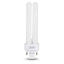 Photo 1 of 13-Watt Equivalent PL CFLNI Quad Tube 4-Pin G24Q-1 Base Compact Fluorescent CFL Light Bulb, Cool White 4100K (2-Bulbs)