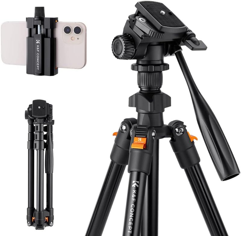 Photo 1 of K&F Concept 78 inch Camera Tripod for DSLR Compact Aluminum Tripod, K234A7+BH-28L (S210) 78 inch Height/28mm Ball Head