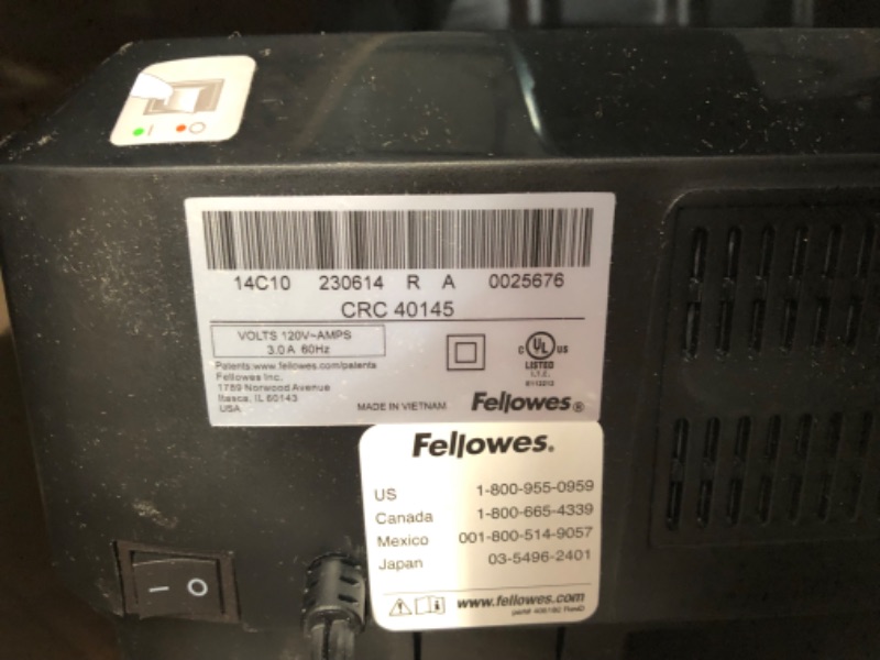 Photo 2 of DOES NOT WORK PARTS ONLY***
Fellowes 12C15 12 Sheet Cross-Cut Paper Shredde