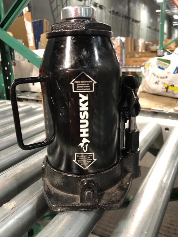 Photo 1 of husky 20 Ton (40,000 LBs) Capacity Hydraulic Welded Heavy Duty Bottle Jack, AT92003BB , Black Standard 20 Ton (40,000 LBs)