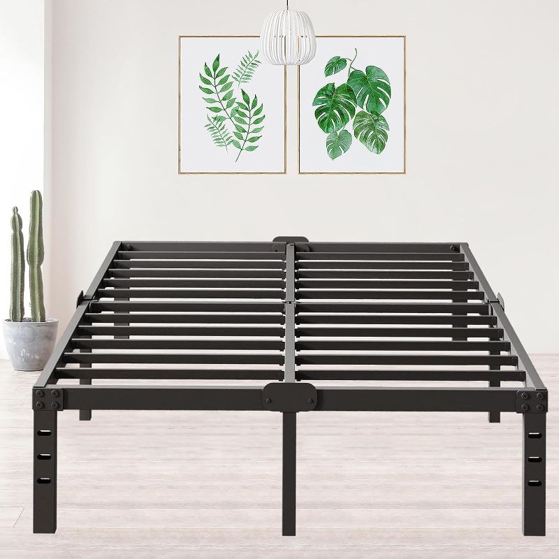 Photo 1 of  King Size Bed Frame, 18 Inch King Bed Frame No Box Spring Needed, Metal Platform Heavy Duty Mattress