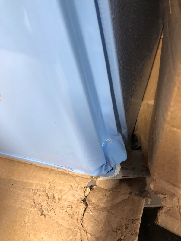 Photo 5 of **PARTS ONLY, MAJOR DAMAGE TOO HOUSING** rigidaire EFR376-BLUE 3.2 Cu Ft Blue Retro Bar Fridge with Side Bottle Opener