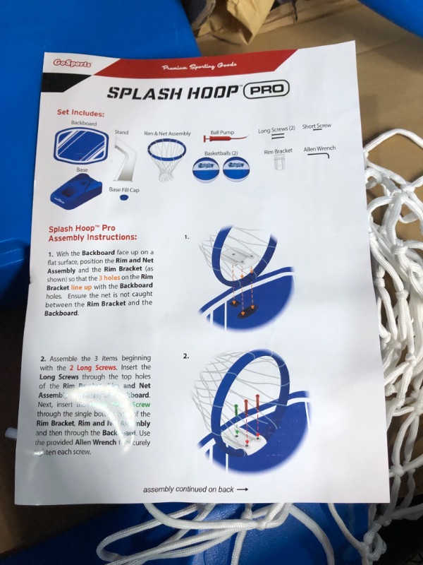 Photo 4 of GoSports Splash Hoop PRO Swimming Pool Basketball Game, Includes Poolside Water Basketball Hoop, 2 Balls and Pump Blue