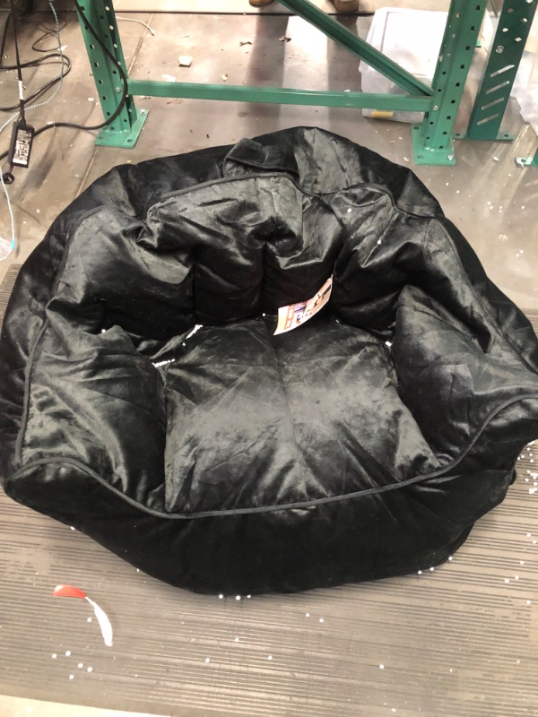 Photo 3 of **MINOR DAMAGE HAS HOLE**  Big Joe Hug Bean Bag Chair, Black Plush, 3ft Black Plush Hug Chair