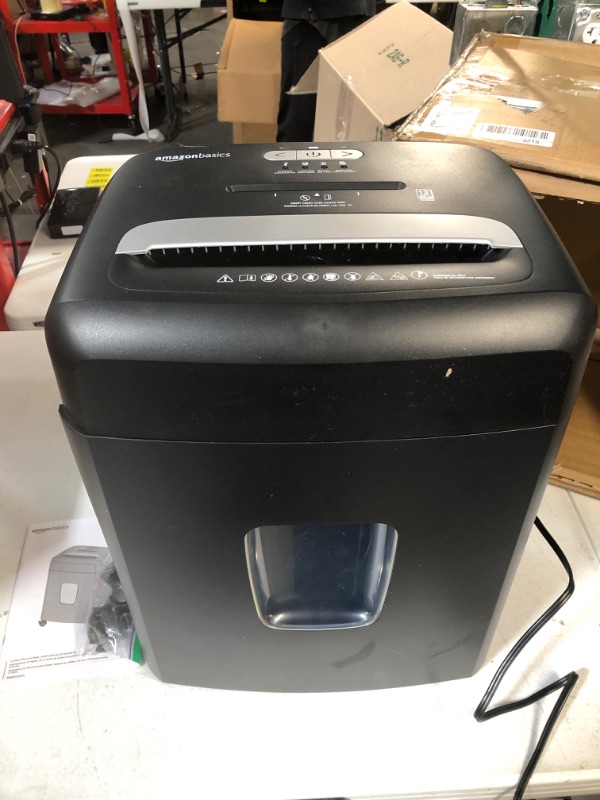 Photo 2 of Amazon Basics 12-Sheet Micro Cut Paper Shredder and Credit Card CD Shredder with 6 Gallon Bin 10.3 x 14.5 x 20.5 inches