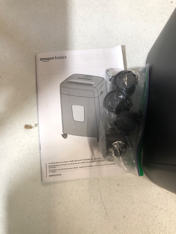 Photo 4 of Amazon Basics 12-Sheet Micro Cut Paper Shredder and Credit Card CD Shredder with 6 Gallon Bin 10.3 x 14.5 x 20.5 inches