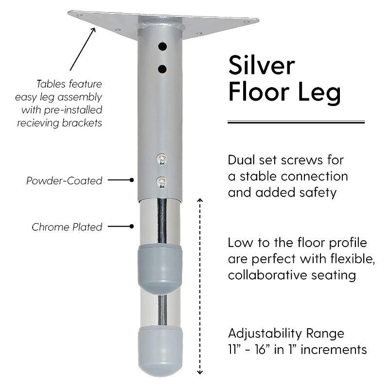 Photo 1 of *LEGS ONLY*Short Silver Floor Legs 11-16" (Gray Top/Gray Edge)