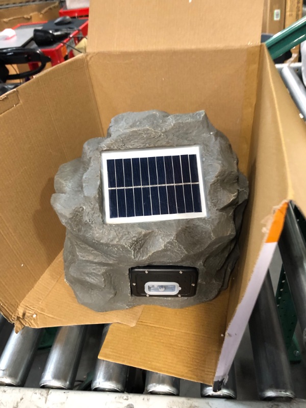 Photo 3 of Alpine Corporation Waterproof Bluetooth Solar-Powered Outdoor Wireless Rock Speaker, Gray