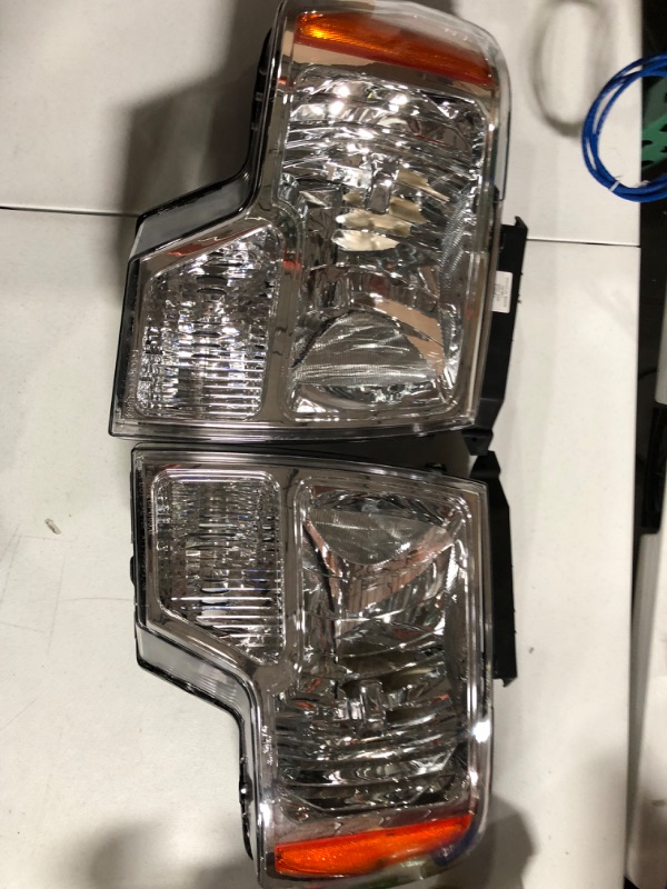 Photo 2 of L and R side - Chrome Amber Headlights Replacement Compatible with 09-14 F-150 Chrome / Amber 